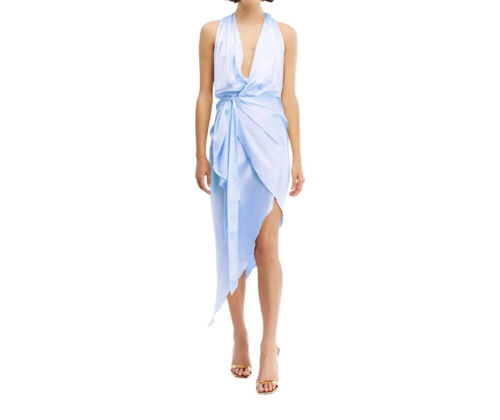 NEW MOTHER OF ALL perry silk dress in light blue